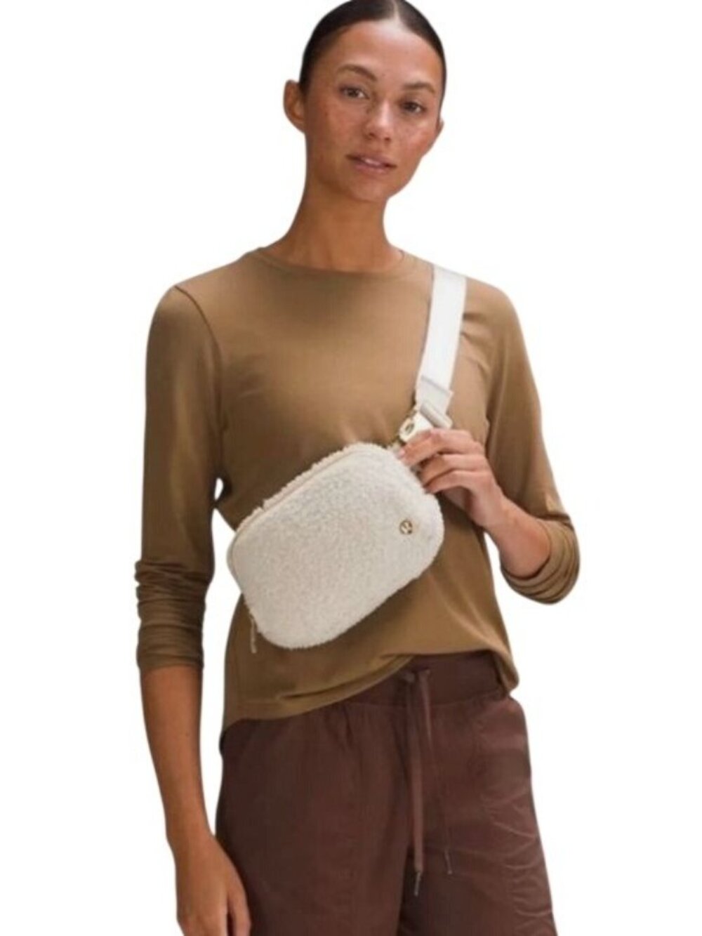 Lululemon Athletica Everywhere Fleece Sherpa Large Crossbody/Belt Bag 2L Ivory - Picture 6 of 7